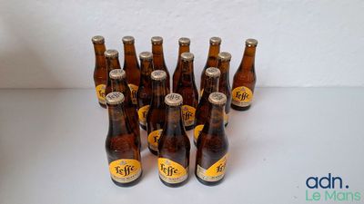 Plusieurs bouteilles de bière sont alignées sur une table