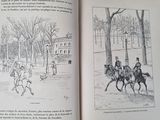 an open book with a picture of a man riding a horse