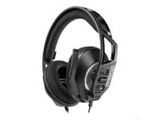 the headphones are black and have a microphone attached to them