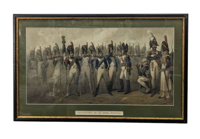 un tableau représentant un groupe d'hommes en uniforme debout les uns à côté des autres
