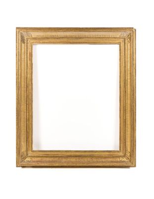 a gold picture frame with a white background