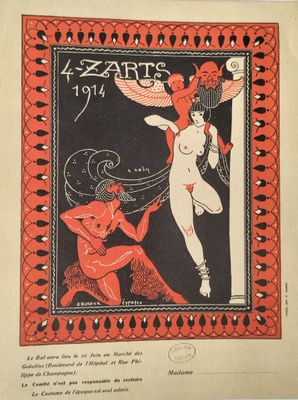 un vieux livre avec l'image d'une femme et d'un diable
