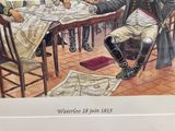 a painting of a man sitting at a table reading a newspaper