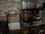 a cart with a lot of food on it in a room