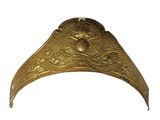 gold plated brass headpiece with crest and crest design on it