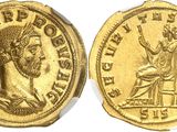 a gold coin with an image of a man and a woman on it