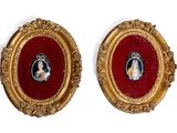 pair of miniature portraits of a lady and a gentleman in gold frames