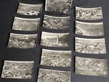 several old black and white photos of a mountain range