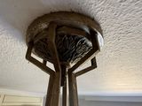 a bird nest in the middle of a metal structure