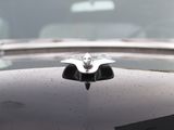 a close up of a car hood ornament with a bird on it