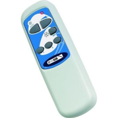 la télécommande est blanche et comporte un motif bleu
