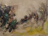 une image représentant un tableau d'un homme à cheval, peint par une femme