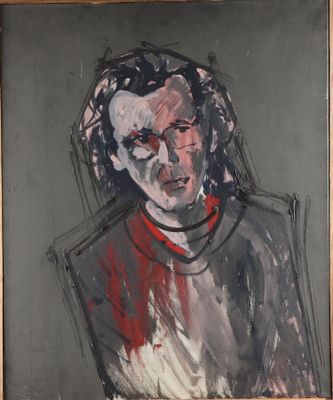 portrait d'un homme portant une chemise rouge et une chemise noire et blanche