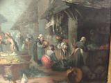 a picture of a painting of people in a market