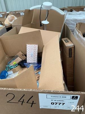 a cardboard box with a lot of items inside of it