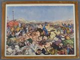 an image of a painting of a man on a horse in front of a crowd of people