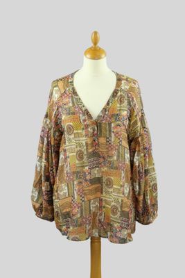 SOULEIADO. Blouse Mazarine en soie imprimée patchwork cachem… - Photo 1