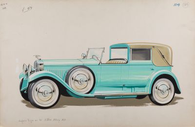 drawing of a blue car with a tan top and tan roof