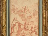 an image of a painting of a woman and two men in a landscape