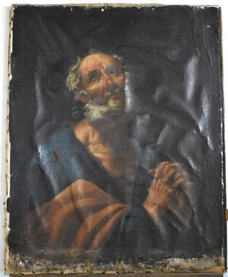un vieux tableau représentant un vieil homme barbu