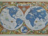 an old map of the world with the names of the countries on it