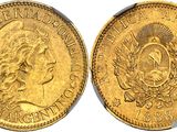 a gold coin with the image of a woman on it