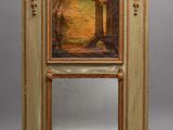 une peinture sur un cadre de miroir représentant un paysage