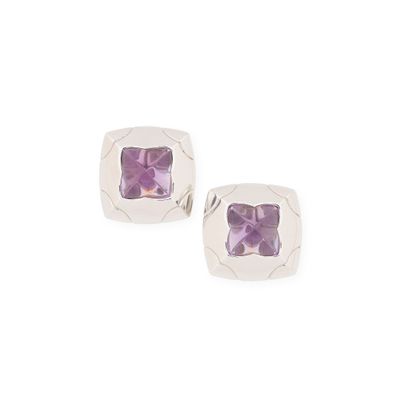 Boucles d'oreilles carrées en argent massif ornées d'améthorate
