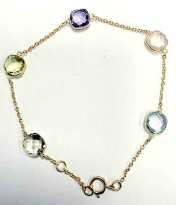 an image of a bracelet with multi colored stones on it