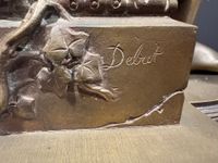 Garniture de cheminée en métal patiné et doré et socle en ma… (photo 3)