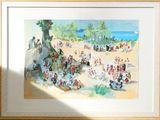 une photo d'un tableau représentant des personnes sur la plage