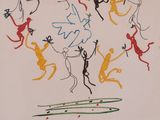 dessin représentant un groupe de personnes jouant au tennis sur un court de tennis