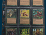 many cards of different types on a blue background