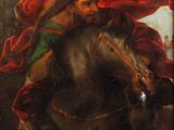 a painting of a man riding on the back of a horse