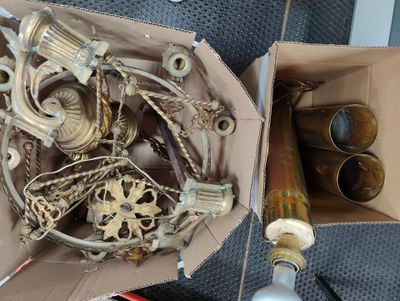 a box full of assorted items sitting on a table