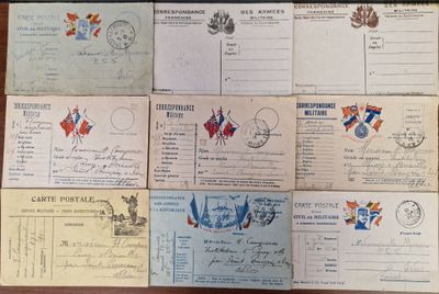 several old postcards are stacked on top of each other on a table