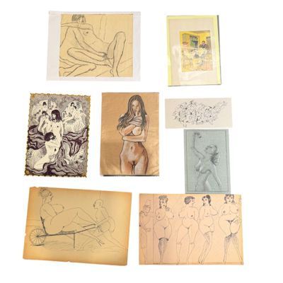 a lot of drawings on a piece of paper on the table