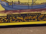 a sign with a picture of a ship on it