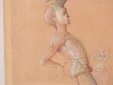 an image of a drawing of a woman in a dress with her hands on her hips