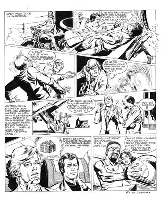une page en noir et blanc tirée d'une bande dessinée