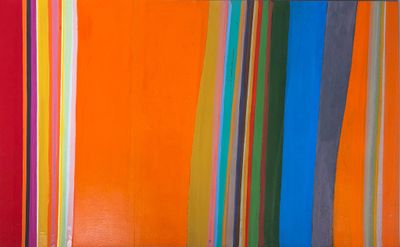 an image of a painting of a multicolored painting on a wall