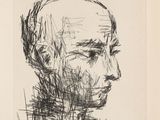 an image of a drawing of a man ' s head in profile