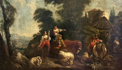 a painting of a group of people riding on horses