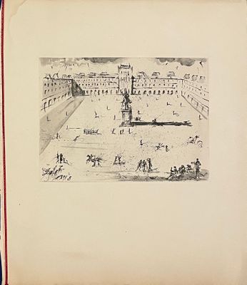 une photo d'un dessin représentant une vue d'une ville