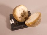 an image of a figurine of an apple on a stand