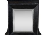 an image of a mirror with a black frame and a white background