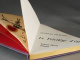 a folded book with a picture of a plane on it