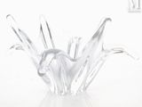 a clear glass vase with a flower inside of it