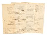 un lot de trois vieux papiers comportant des inscriptions manuscrites