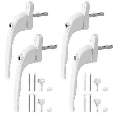 two white door handles with screws and screws attached to them
